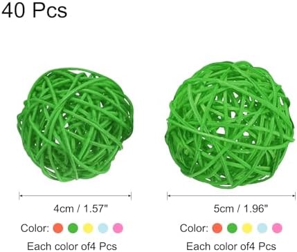 Uxcell 40 Pcs Wicker Rattan Decorative Balls