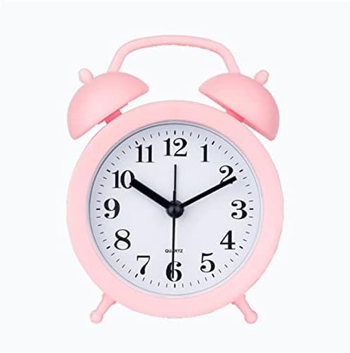 TXY Kids Alarm Clock Pink Battery Operated Mini Analog Round Bedside Desk Clock