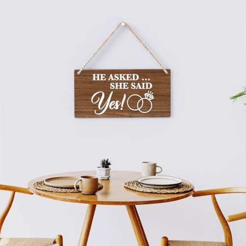 Bellowdeer Rustic Wedding Sign She Said Yes 12x6 Inches Brown