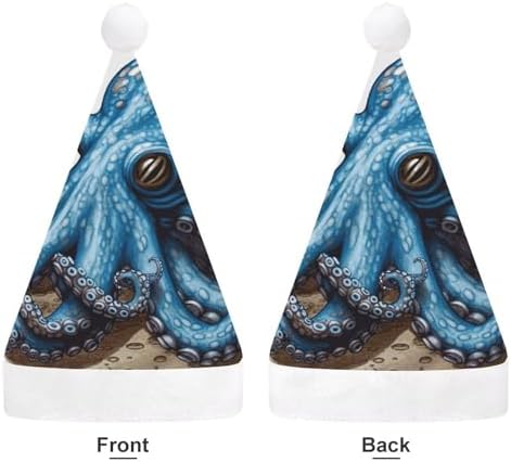 Santa Hat Blue Octopus Christmas Party Headwear