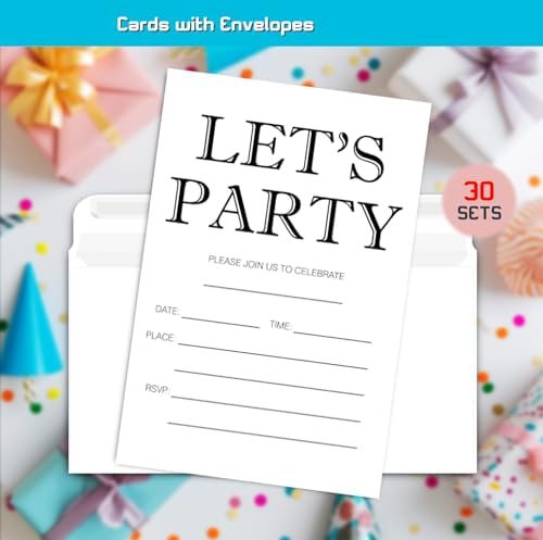 Lets Party Birthday Invitations for Kids Boys Girls