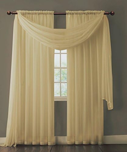 Warm Home Designs Ivory Sheer Window Scarf 54x216 Inches