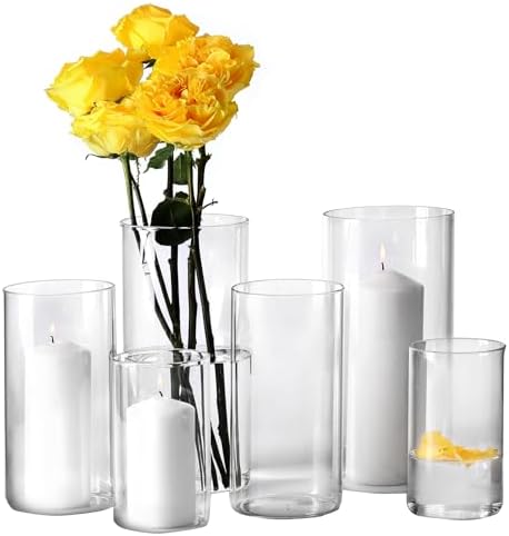 Hurricane Candle Holder Set of 6 Clear Glass Vase