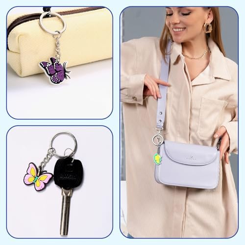 19pcs Butterfly Keychain Keyring Set Cute Silicone Keychain Gift for Kids