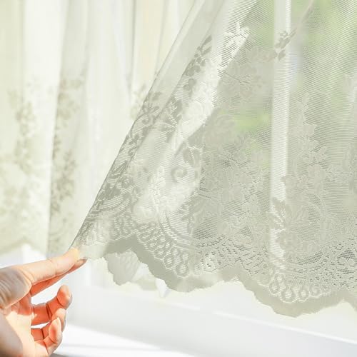 Molaxhome Floral Embroidered Valance 51x16in Beige