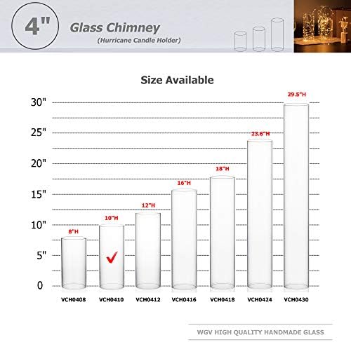 WGVI Hurricane Candle Holder Sleeve 4 Inch Clear Glass Cylinder