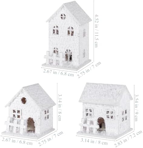 TOYANDONA 3Pcs LED Lighted Wooden Christmas Village Houses
