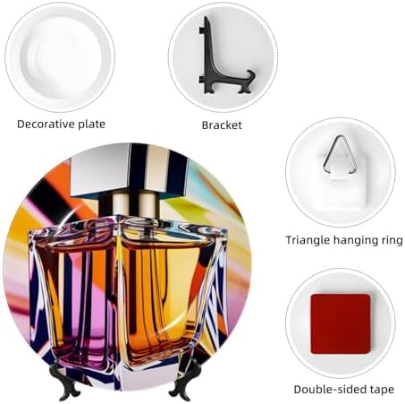 QASDFGHR Perfume Bottle Print Bone China Decorative Plate
