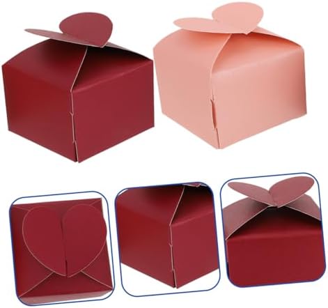KOMBIUDA 100pcs Heart Shaped Candy Favor Boxes for Weddings and Parties