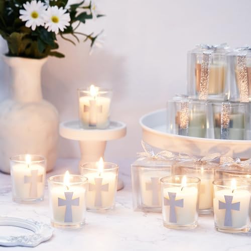Hushee Silver Cross Candle Wedding Favors Set