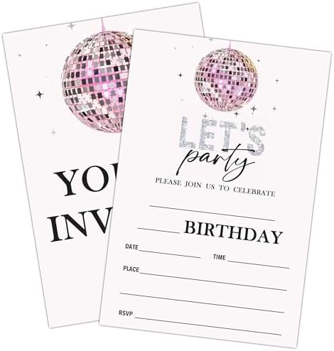 Geuro Disco Birthday Party Invitation Cards