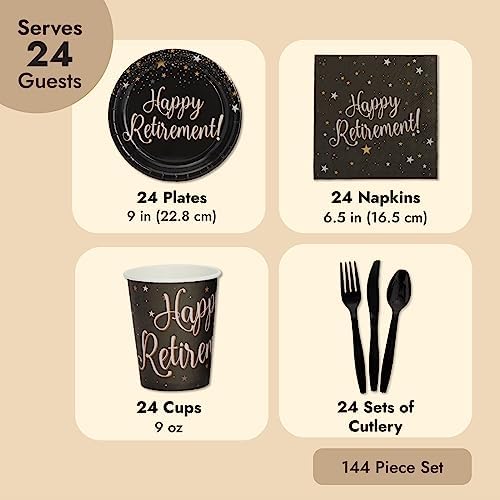 144-Piece Happy Retirement Party Supplies Set
