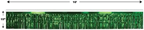 Beistle Green Metallic Fringe Table Skirt 30x14