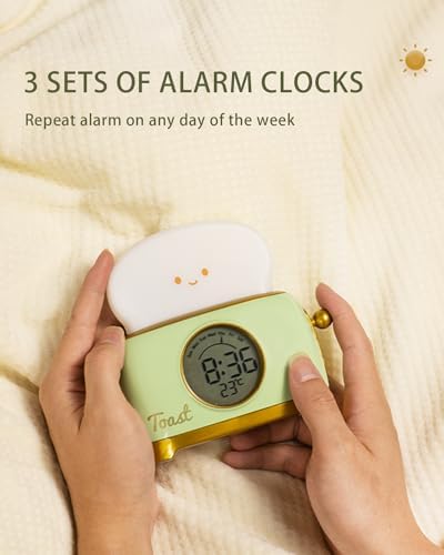 Cute Toast Alarm Clock for Kids and Teens
