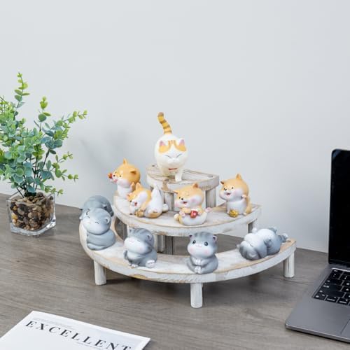 MyGift 3 Tier Wooden Display Stand Riser Set