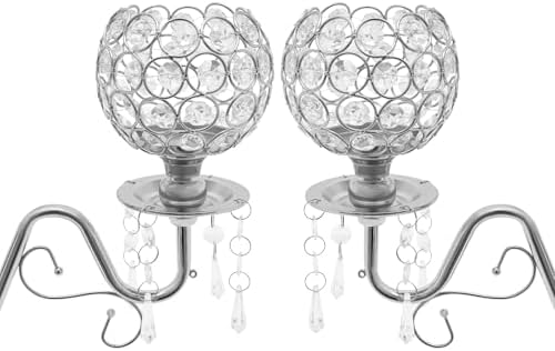 DYNAMI 2Pcs Crystal Candelabra Centerpieces Silver