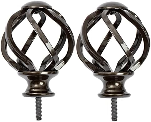 VOREFF Twisted Cage Curtain Rod Finials Set of 2 Coffee Brown