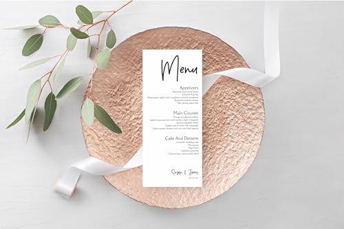Personalized Printed Wedding Menu Set of 25