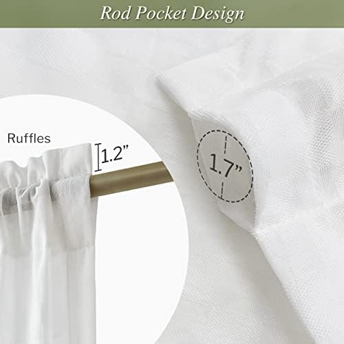 Melodieux Off White Gingham Sheer Curtains 54x54 Inch 2 Panels
