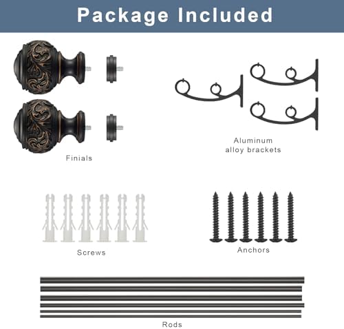 Double Curtain Rod with Matte Black Finials