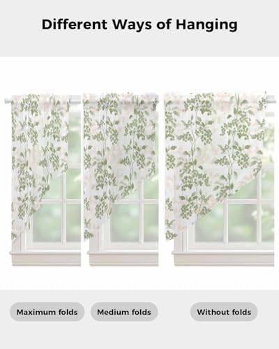 Sage Green Wildflower Panels Curtains Set 72x45 Inch