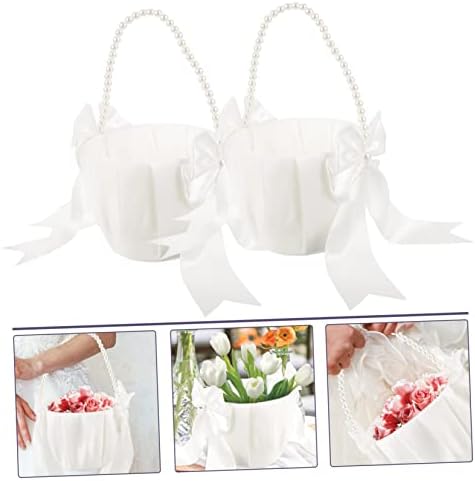 LIFKOME 2pcs Wedding Petal Baskets with Pearl Handles