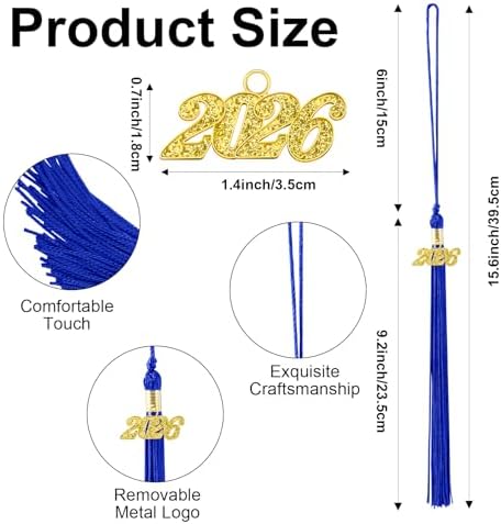 2026 Blue Graduation Tassel with Golden Charm