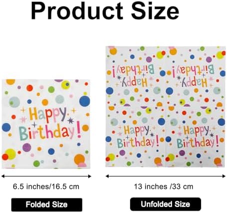 60pcs Happy Birthday Napkins with Polka Dots