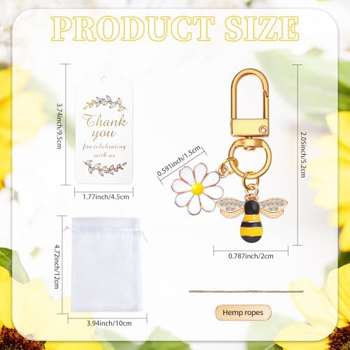 30 Piece Bee Daisy Keychain Wedding Favor Pack