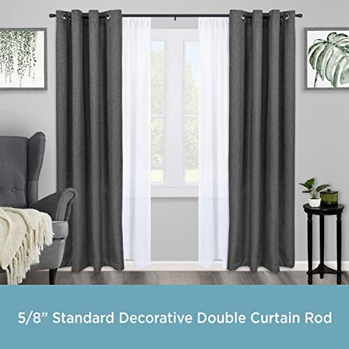 Kenney Scroll Ball Double Curtain Rod with Black Finish