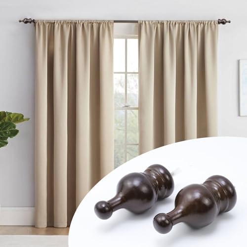 T Tulead 138 Inch Wood Curtain Rod Finials 2Pcs