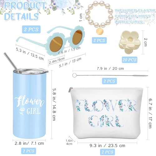 Inbagi 12 Pcs Flower Girl Set Blue Wedding Accessories