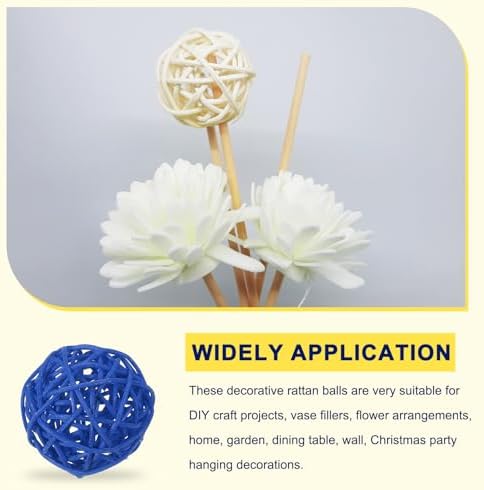 MECCANIXITY 6 Pcs Blue Wicker Decorative Balls