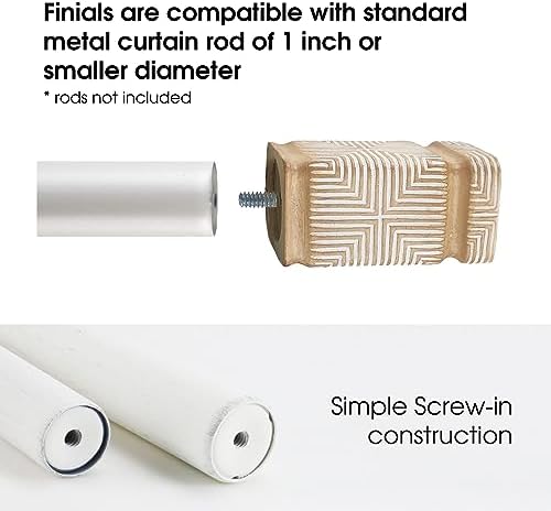 SKYPLUS LIVING Decorative Curtain Rod Finials Set of 2
