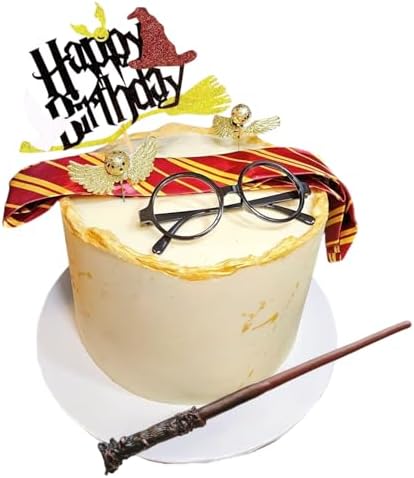 Wizard Party Supplies 11PCS Birthday Cake Toppers with Glasses Tie Wings and Wand