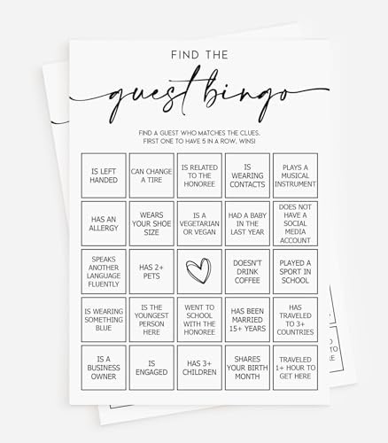 All Ewired Up 50 Find The Guest Bingo Game Cards