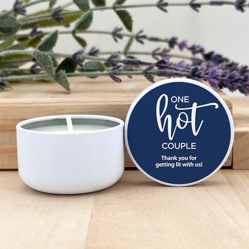 Personalized Soy Candle with Lavender Scent in White Tin Set of 10