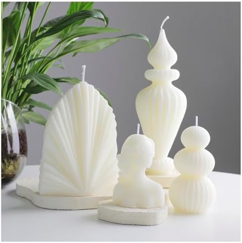 4 Pcs Ribbed Pillar Candles with Modern Aesthetic Design