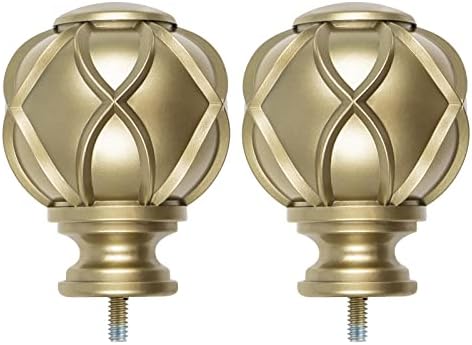 KAMANINA 1 Inch Curtain Rod Finials Set of 2 Warm Gold Netted Texture