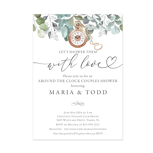 Couples Wedding Shower Invitation Clock Design