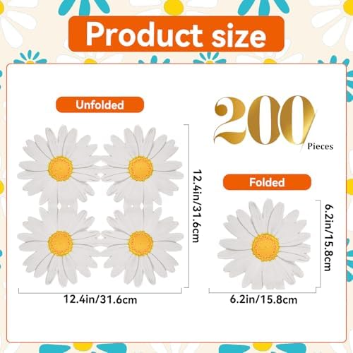 Daisy Floral Paper Napkins 200 Count White