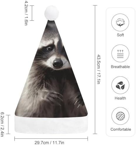 Cute Raccoon Santa Christmas Hat for Adults