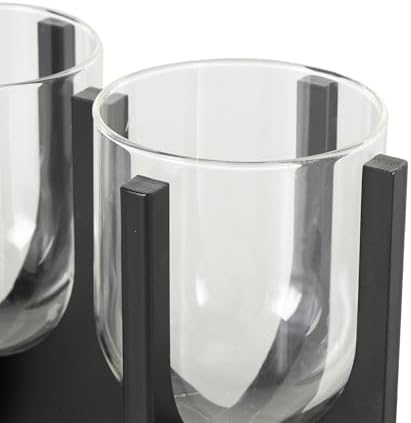 Deco 79 Black Wood 3 Slot Candle Holder