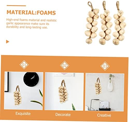 Vaguelly Realistic Garlic Hanging Decor 3pcs