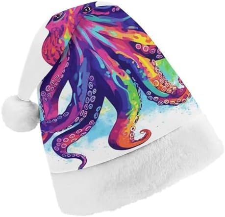 Colorful Octopus Santa Christmas Hat for Adults
