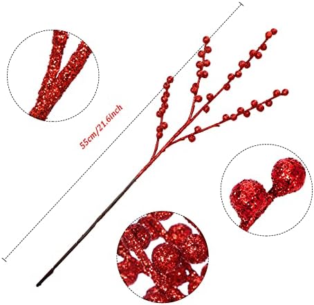WILLBOND Artificial Red Berry Stems 216 Inch Christmas Decor