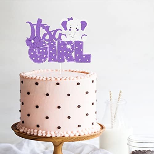Purple Elephant Its a Girl Cake Topper