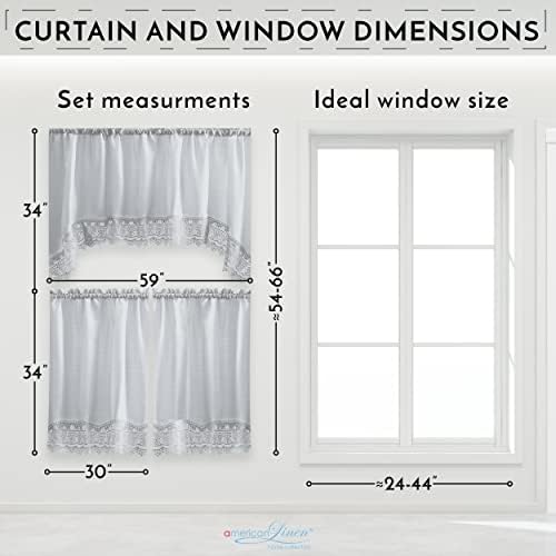 American Linen Caf Curtains 3-Piece Set