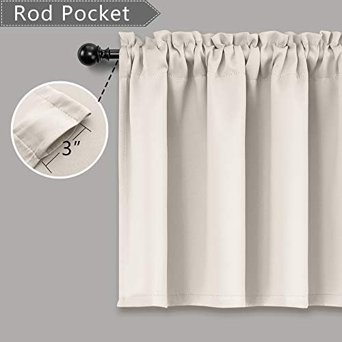 MrsNaturall Beige Valance Curtains 3 Panels 36x16 Inches