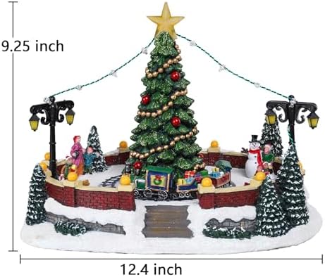 MUMTOP Christmas Village with Rotating Train and Music